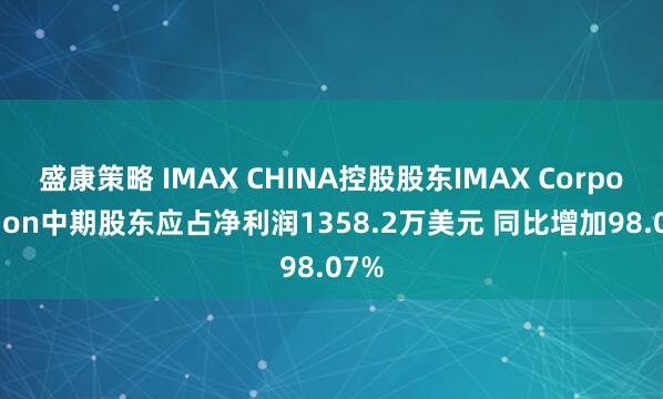 盛康策略 IMAX CHINA控股股东IMAX Corporation中期股东应占净利润1358.2万美元 同比增加98.07%