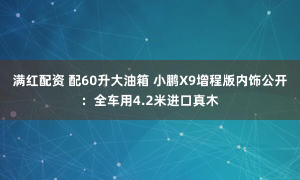 满红配资 配60升大油箱 小鹏X9增程版内饰公开：全车用4.2米进口真木