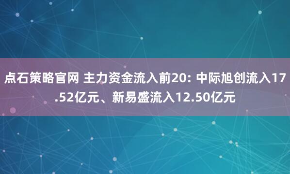 点石策略官网 主力资金流入前20: 中际旭创流入17.52亿元、新易盛流入12.50亿元